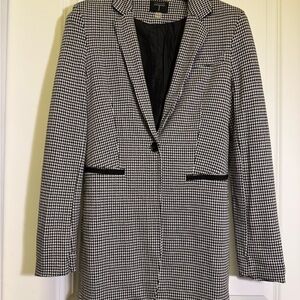 Tahari Houndstooth Blazer Black White Tailored Jacket Size 8